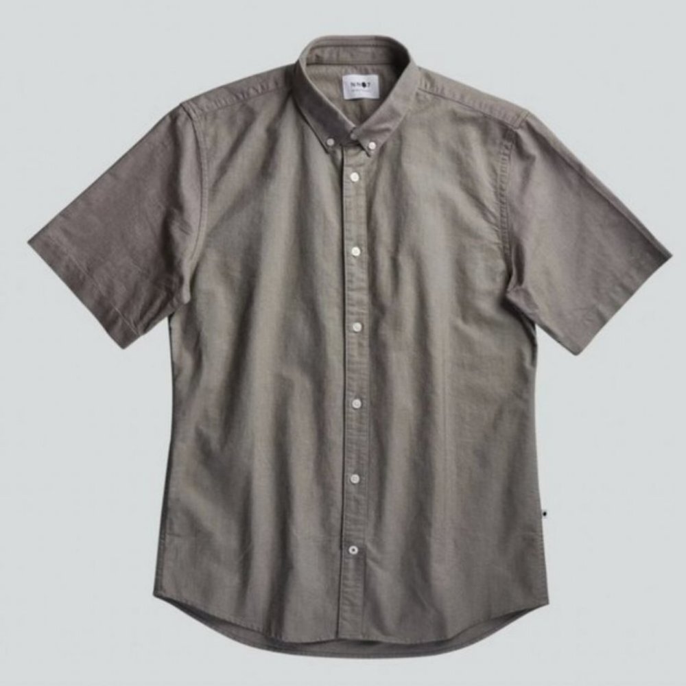 NEW NN07 No Nationality Slim Cotton Khaki Short Sleeve Shirt Size XL Sixteen Top - Picture 2 of 10